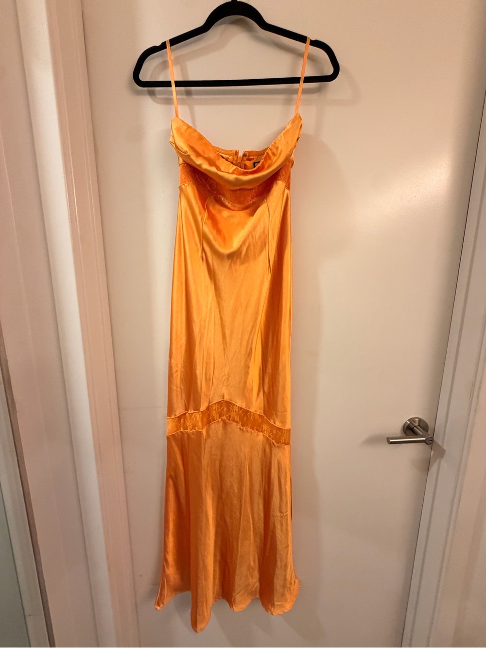 Runaway Satin Slip Maxi Dress in Vibrant yellowish orange